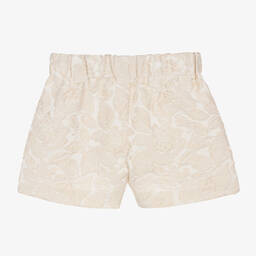 Monnalisa-Girls Ivory Brocade Shorts | Childrensalon Outlet