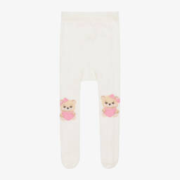 Monnalisa-Girls Ivory Cotton Bear Tights | Childrensalon Outlet
