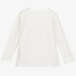 Monnalisa-Girls Ivory Cotton Bear Top | Childrensalon Outlet