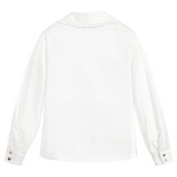 Monnalisa-Girls Ivory Cotton Blouse | Childrensalon Outlet