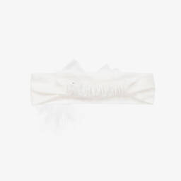 Monnalisa-Girls Ivory Cotton Bow Hairband | Childrensalon Outlet