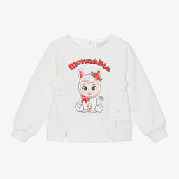 Monnalisa-Girls Ivory Cotton Cry Babies Sweatshirt | Childrensalon Outlet