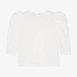 Monnalisa Шик-Кремовая хлопковая блузка с цветами из стразов для девочек | Childrensalon Outlet