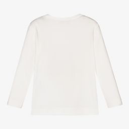 Monnalisa-Girls Ivory Cotton Floral Top | Childrensalon Outlet