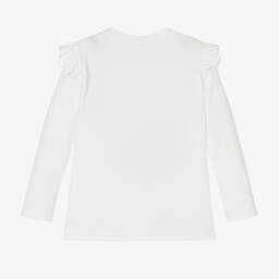 Monnalisa-Кремовый хлопковый топ с Розовой пантерой | Childrensalon Outlet