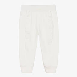 Monnalisa-Кремовые хлопковые джоггеры с рюшами | Childrensalon Outlet