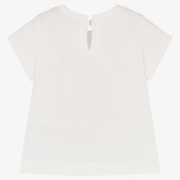 Monnalisa-Girls Ivory Cotton T-Shirt | Childrensalon Outlet
