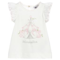 Monnalisa-Girls Ivory Cotton Top | Childrensalon Outlet