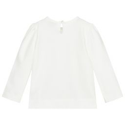 Monnalisa-توب أطفال بناتي قطن جيرسي لون عاجي وأزرق | Childrensalon Outlet