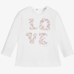 Monnalisa-Кремовый хлопковый топ для девочек | Childrensalon Outlet