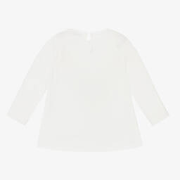 Monnalisa-Girls Ivory Cotton Tunic Top | Childrensalon Outlet