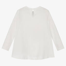 Monnalisa-Кремовая туника с принтом-сумкой | Childrensalon Outlet