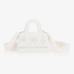 Monnalisa-Girls Ivory Crystal Plush Handbag | Childrensalon Outlet