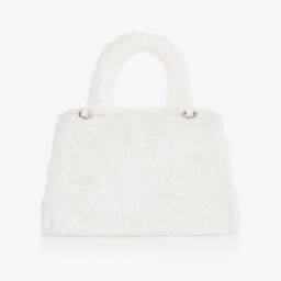 Monnalisa-Girls Ivory Crystal Plush Handbag | Childrensalon Outlet