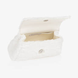 Monnalisa-Girls Ivory Crystal Plush Handbag | Childrensalon Outlet