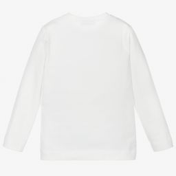 Monnalisa-Girls Ivory Diamanté Kiss Top | Childrensalon Outlet