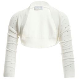 Monnalisa Chic-Girls Ivory Diamanté Knitted Bolero Cardigan | Childrensalon Outlet