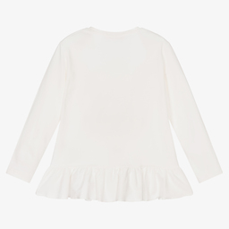 Monnalisa-Girls Ivory Floral Bunny Top | Childrensalon Outlet