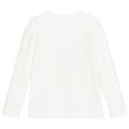 Monnalisa-Girls Ivory Floral Cotton Top | Childrensalon Outlet