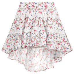 Monnalisa-Girls Ivory Floral Crêpe Skirt | Childrensalon Outlet