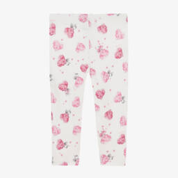 Monnalisa-Girls Ivory Floral Heart Trousers | Childrensalon Outlet