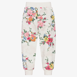 Monnalisa-Girls Ivory Floral Joggers | Childrensalon Outlet