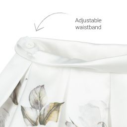 Monnalisa-تنورة ساتين تويل لون عاجي بطبعة ورود | Childrensalon Outlet