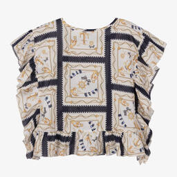 Monnalisa-Girls Ivory Foulard Print Beach Kaftan | Childrensalon Outlet