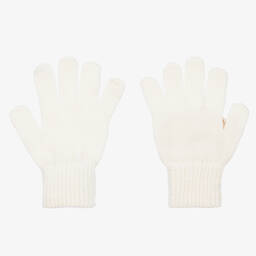 Monnalisa-Кремовые вязаные перчатки с золотистыми деталями | Childrensalon Outlet