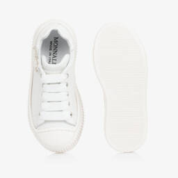 Monnalisa-Girls Ivory Heart-Embellished Sneakers | Childrensalon Outlet
