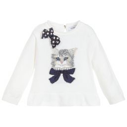 Monnalisa-Girls Ivory Knitted Sweater  | Childrensalon Outlet