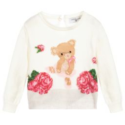Monnalisa-Трикотажный свитер цвета слоновой кости для девочек | Childrensalon Outlet