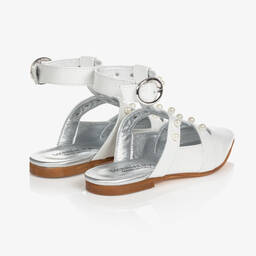 Monnalisa-Girls Ivory Leather Pumps | Childrensalon Outlet