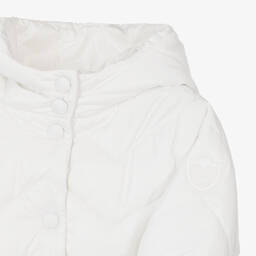 Monnalisa-Girls Ivory Padded Hooded Coat | Childrensalon Outlet