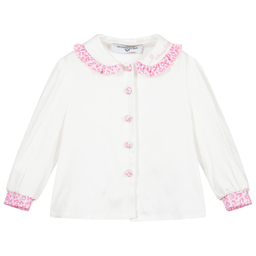 Monnalisa-Блузка цвета слоновой кости и розового цвета для девочек | Childrensalon Outlet