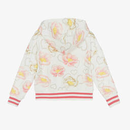 Monnalisa-Girls Ivory & Pink Cotton Floral Zip-Up Top | Childrensalon Outlet