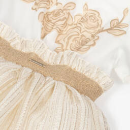 Monnalisa-Girls Ivory Rose Tee Dress | Childrensalon Outlet