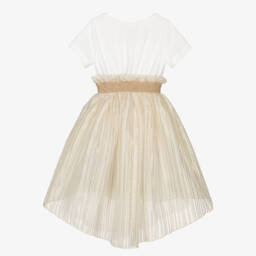 Monnalisa-Girls Ivory Rose Tee Dress | Childrensalon Outlet