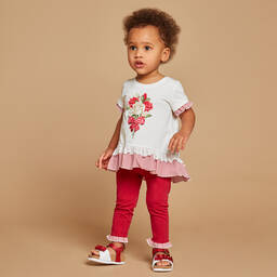 Monnalisa-Girls Ivory Rose Top | Childrensalon Outlet