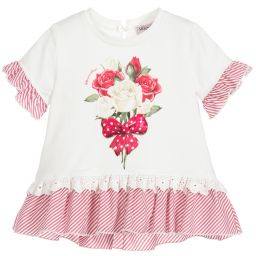 Monnalisa-Girls Ivory Rose Top | Childrensalon Outlet