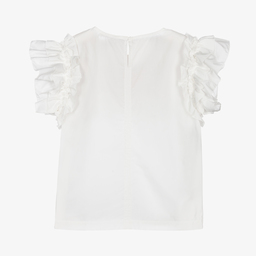 Monnalisa-Girls Ivory Roses Blouse | Childrensalon Outlet