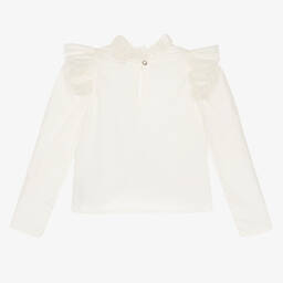 Monnalisa-Girls Ivory Ruffle Blouse | Childrensalon Outlet