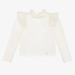 Monnalisa-Girls Ivory Ruffle Blouse | Childrensalon Outlet