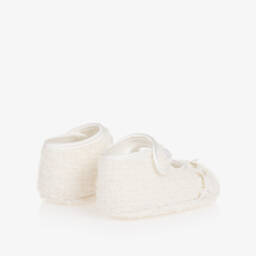 Monnalisa-Girls Ivory Tweed Pre-Walker Shoes | Childrensalon Outlet