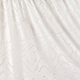 Monnalisa-Girls Ivory Viscose Cutwork Dress | Childrensalon Outlet