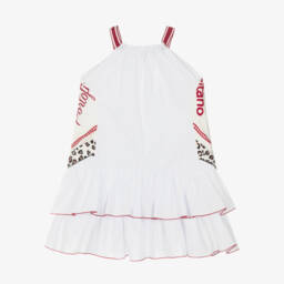 Monnalisa-فستان قطني عاجي وأبيض للبنات | Childrensalon Outlet