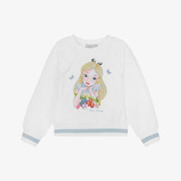 Monnalisa-Кремовый свитер с принтом Wonderland для девочек | Childrensalon Outlet