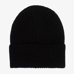Monnalisa-Girls Knitted Black Beanie Hat | Childrensalon Outlet