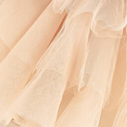 Monnalisa-Girls Layered Tulle Beige Gown | Childrensalon Outlet