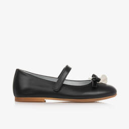 Monnalisa-Girls Leather Bow Pumps | Childrensalon Outlet